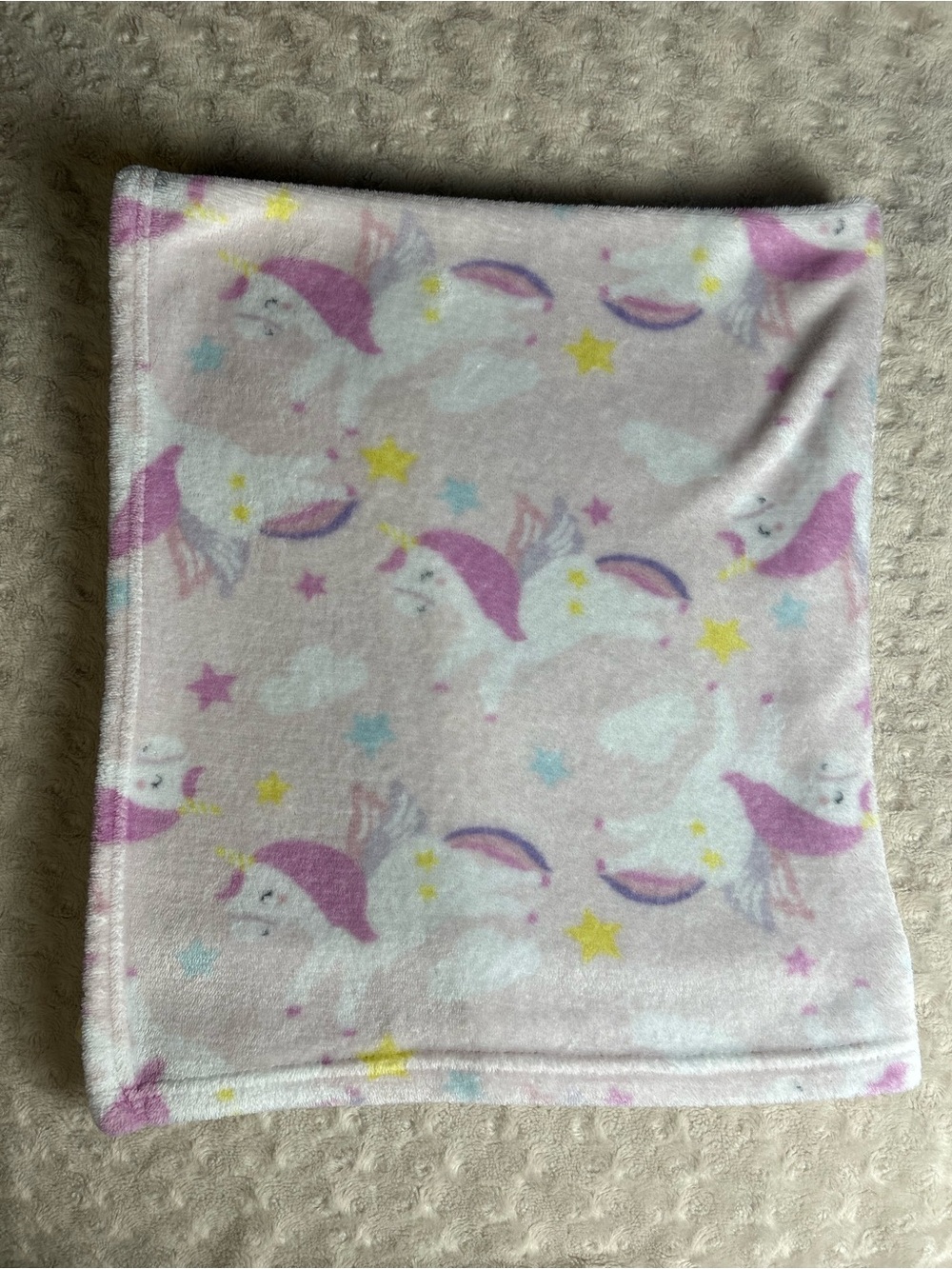 Parent's Choice Unicorn Pegasus Baby Blanket Pink Purple Rainbow Stars Clouds